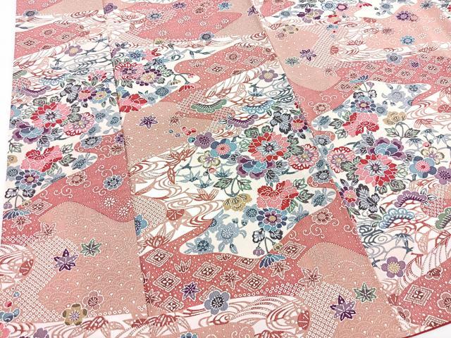 平和屋着物■上質な小紋　型染め　松竹梅　正絹　逸品　BAAX3138yc