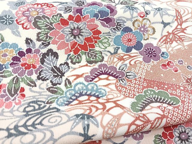 平和屋着物■上質な小紋　型染め　松竹梅　正絹　逸品　BAAX3138yc