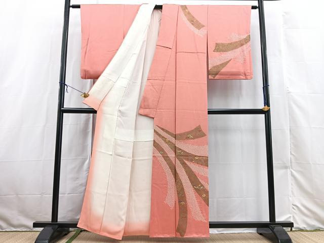 平和屋着物■訪問着　絞り　刺繍　吉祥鬘帯花文　金彩　正絹　逸品　BAAX3140yc