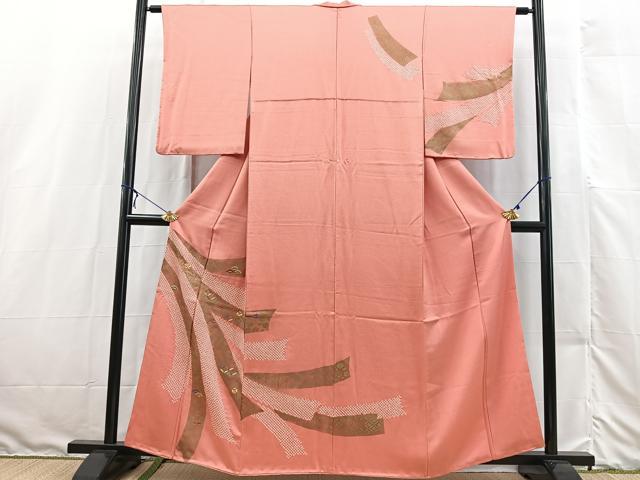 平和屋着物■訪問着　絞り　刺繍　吉祥鬘帯花文　金彩　正絹　逸品　BAAX3140yc