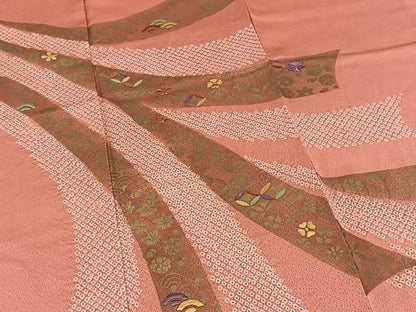 平和屋着物■訪問着　絞り　刺繍　吉祥鬘帯花文　金彩　正絹　逸品　BAAX3140yc