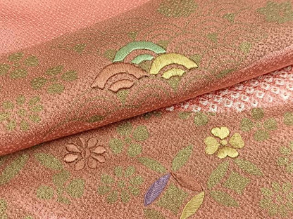 平和屋着物■訪問着　絞り　刺繍　吉祥鬘帯花文　金彩　正絹　逸品　BAAX3140yc