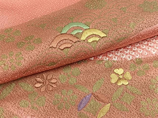 平和屋着物■訪問着　絞り　刺繍　吉祥鬘帯花文　金彩　正絹　逸品　BAAX3140yc