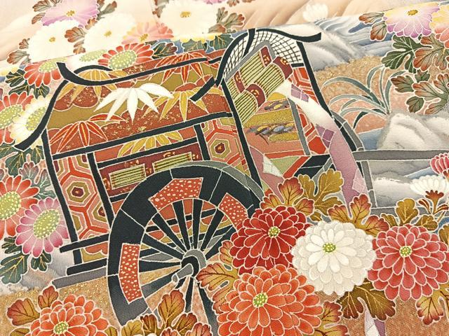 平和屋着物■豪華黒留袖　作家物　刺繍　流水御所車花文　暈し染め　金彩　正絹　逸品　BAAX3141yc