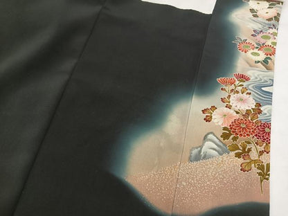 平和屋着物■豪華黒留袖　作家物　刺繍　流水御所車花文　暈し染め　金彩　正絹　逸品　BAAX3141yc