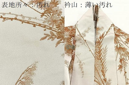 平和屋着物■上質な小紋　寿光織　草花文　金糸　正絹　逸品　BAAX3142yc