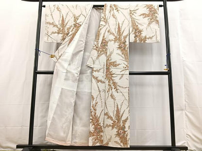 平和屋着物■上質な小紋　寿光織　草花文　金糸　正絹　逸品　BAAX3142yc