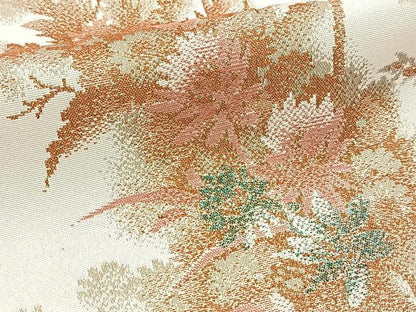 平和屋着物■上質な小紋　寿光織　草花文　金糸　正絹　逸品　BAAX3142yc