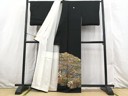 平和屋着物■豪華黒留袖　友禅　作家物　御所解松竹梅文　正絹　逸品　BAAX3144yc
