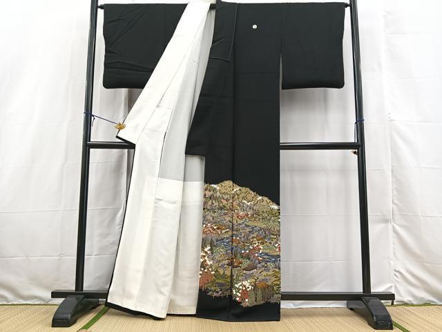 平和屋着物■豪華黒留袖　友禅　作家物　御所解松竹梅文　正絹　逸品　BAAX3144yc
