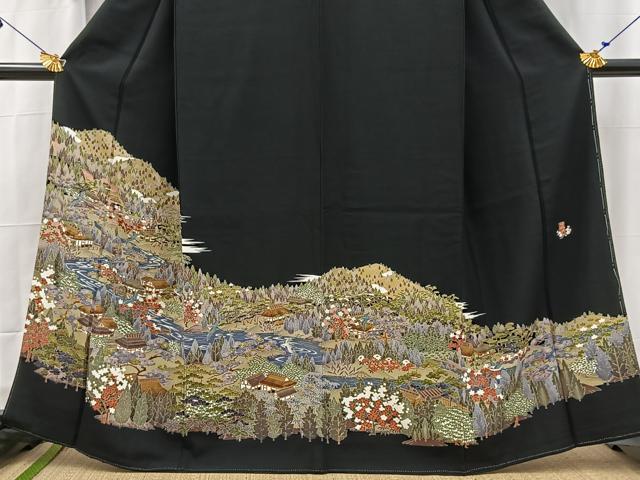 平和屋着物■豪華黒留袖　友禅　作家物　御所解松竹梅文　正絹　逸品　BAAX3144yc