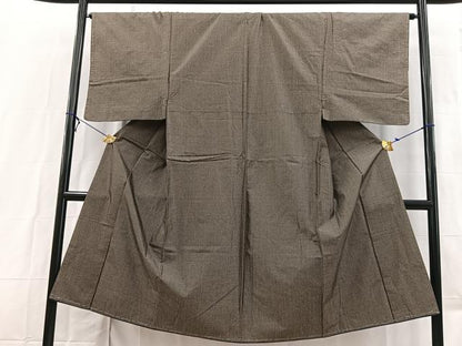 平和屋着物■男性　紬　格子柄　正絹　逸品　BAAX3145yc