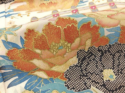 平和屋着物■豪華黒留袖　作家物　渡り橋花文　金彩　正絹　逸品　BAAX3151yc