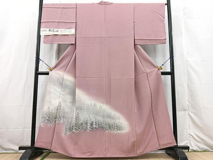 平和屋着物■色留訪問着　樹林文　暈し染め　反端付き　正絹　逸品　BAAX3153yc