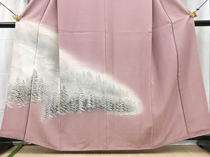 平和屋着物■色留訪問着　樹林文　暈し染め　反端付き　正絹　逸品　BAAX3153yc