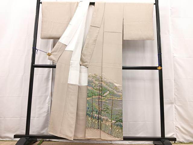 平和屋着物■豪華色留袖 友禅 風景樹林文 正絹 逸品 BAAX3154yc