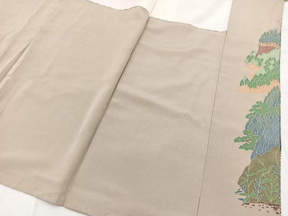 平和屋着物■豪華色留袖 友禅 風景樹林文 正絹 逸品 BAAX3154yc