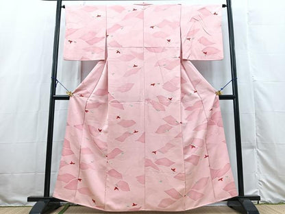 平和屋着物■上質な小紋　地紋起こし　草花文　正絹　逸品　BAAX3157yc