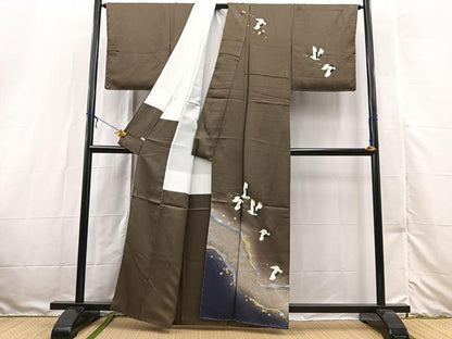 平和屋着物■訪問着　飛鶴立波文　暈し染め　金銀彩　さが美扱い　正絹　逸品　未使用　BAAX3160yc