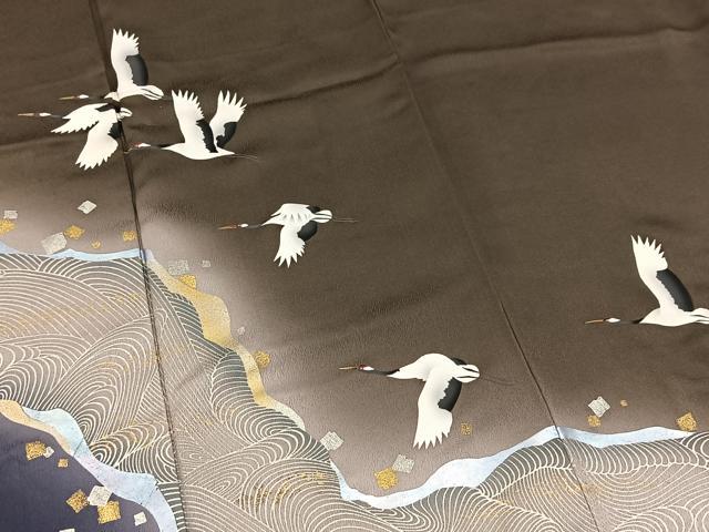 平和屋着物■訪問着　飛鶴立波文　暈し染め　金銀彩　さが美扱い　正絹　逸品　未使用　BAAX3160yc
