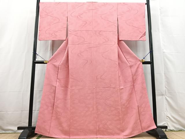平和屋着物■上質な色無地　芝草地紋　桃色　正絹　逸品　BAAX3162yc