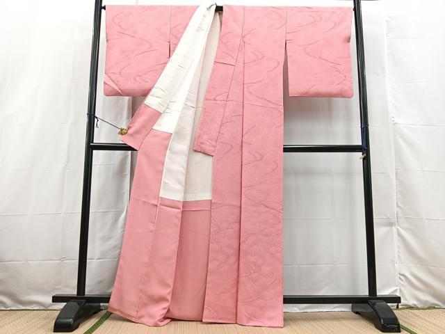 平和屋着物■上質な色無地　芝草地紋　桃色　正絹　逸品　BAAX3162yc