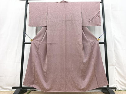 平和屋着物■上質な色無地　扇面尽くし地紋　梅鼠色　正絹　逸品　BAAX3168yc