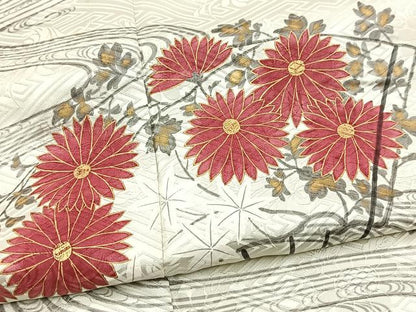 平和屋着物■訪問着 手描き 扇面花文 金彩 正絹 逸品 BAAX3174yc