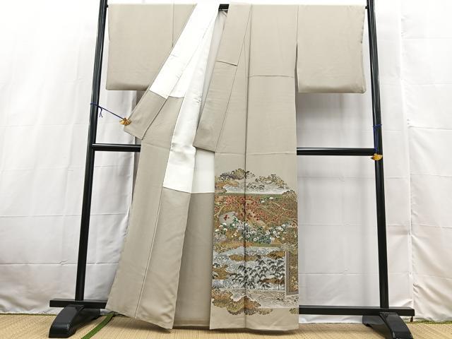 平和屋着物■豪華色留袖 屏風風景文 金彩 正絹 逸品 BAAX3181yc