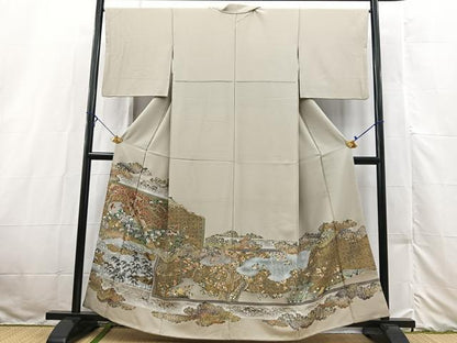 平和屋着物■豪華色留袖 屏風風景文 金彩 正絹 逸品 BAAX3181yc