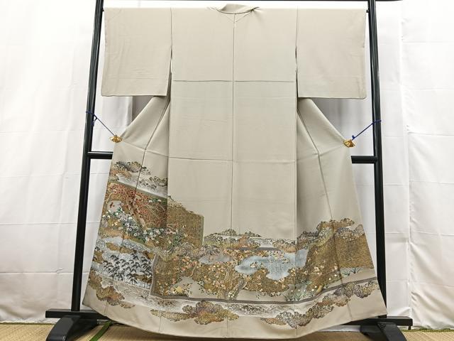 平和屋着物■豪華色留袖 屏風風景文 金彩 正絹 逸品 BAAX3181yc