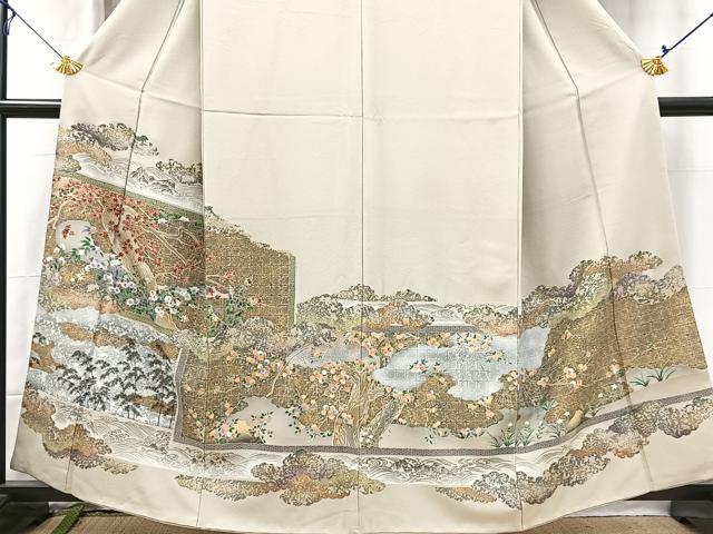 平和屋着物■豪華色留袖 屏風風景文 金彩 正絹 逸品 BAAX3181yc