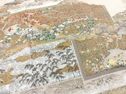 平和屋着物■豪華色留袖 屏風風景文 金彩 正絹 逸品 BAAX3181yc