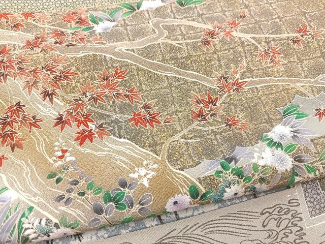 平和屋着物■豪華色留袖 屏風風景文 金彩 正絹 逸品 BAAX3181yc