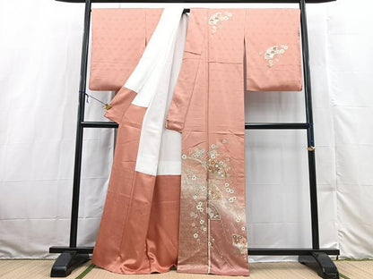 平和屋着物■訪問着 駒刺繍 扇面花文 暈し染め 金彩 正絹 逸品 BAAX3186yc