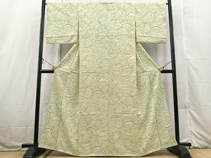 平和屋着物■上質な小紋　重ね山立波文　正絹　逸品　BAAX3194yc