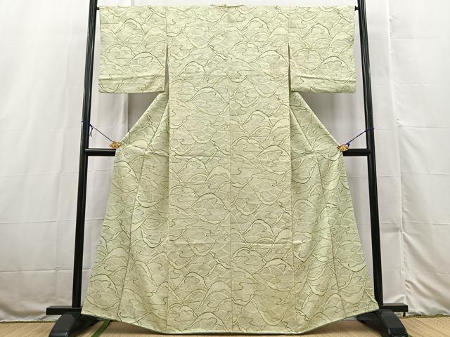 平和屋着物■上質な小紋　重ね山立波文　正絹　逸品　BAAX3194yc