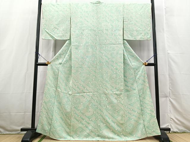 平和屋着物■上質な小紋　総絞り　唐草文　正絹　逸品　BAAX3195yc