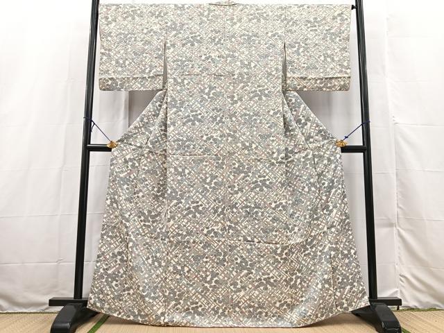 平和屋着物■上質な小紋　草花文　正絹　逸品　BAAX3197yc