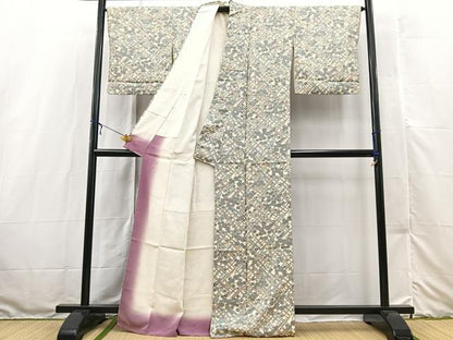 平和屋着物■上質な小紋　草花文　正絹　逸品　BAAX3197yc