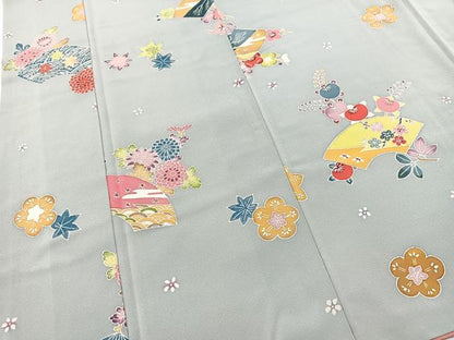 平和屋着物■上質な小紋　型染め　地紙花文　正絹　逸品　BAAX3198yc