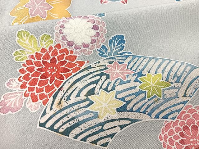 平和屋着物■上質な小紋　型染め　地紙花文　正絹　逸品　BAAX3198yc