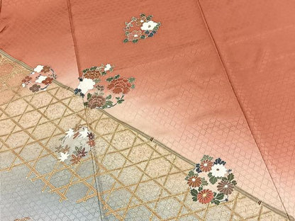 平和屋着物■訪問着　刺繍　籠目花丸文　暈し染め　金銀彩　正絹　逸品　未使用　BAAX3199yc
