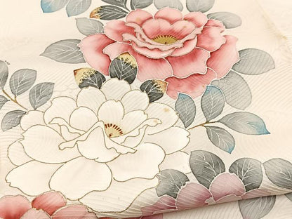 平和屋着物■訪問着　手描き　枝花文　金彩　ロング丈　正絹　逸品　BAAX3204yc
