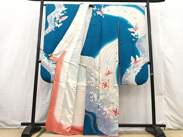 平和屋着物■豪華振袖　舞蝶文　暈し染め　金銀彩　正絹　逸品　BAAX3206yc