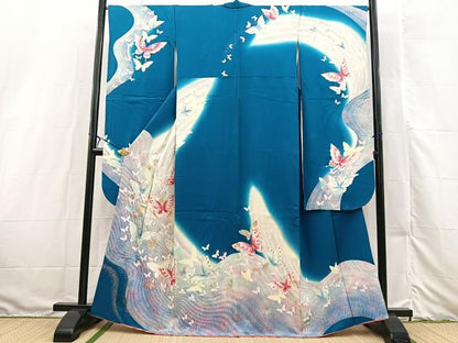 平和屋着物■豪華振袖　舞蝶文　暈し染め　金銀彩　正絹　逸品　BAAX3206yc