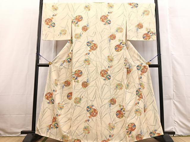 平和屋着物■上質な小紋　雪輪花文　金彩　正絹　逸品　BAAX3217yc