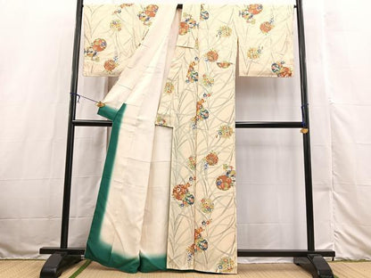 平和屋着物■上質な小紋　雪輪花文　金彩　正絹　逸品　BAAX3217yc