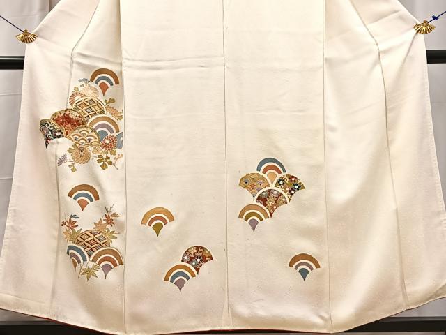 平和屋着物■訪問着　駒刺繍　手描き　花青海波　金彩　正絹　逸品　BAAX3219yc