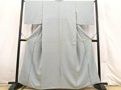 平和屋着物■上質な色無地　草花地紋　灰青色　正絹　逸品　BAAX3220yc